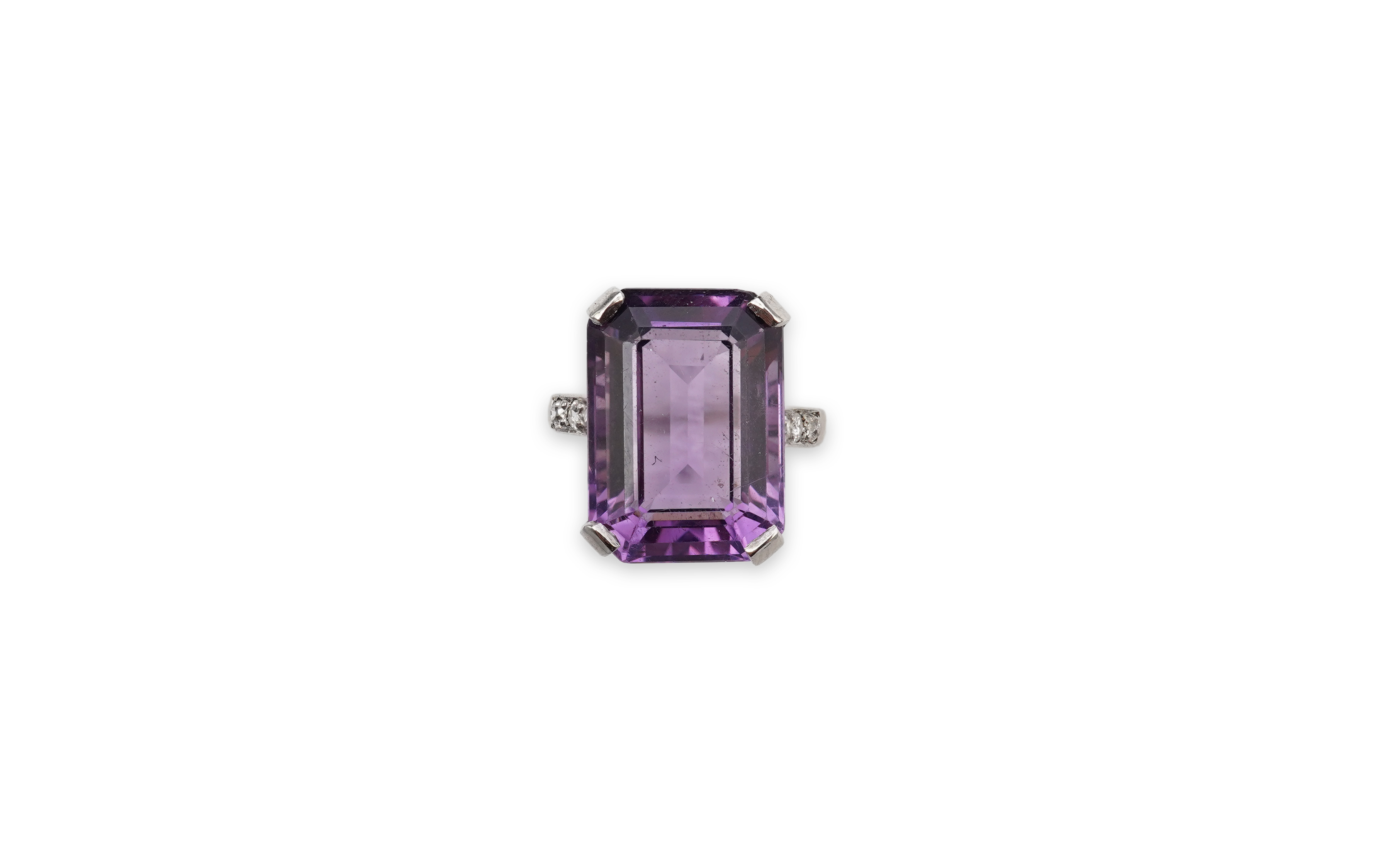 An amethyst and diamond ring